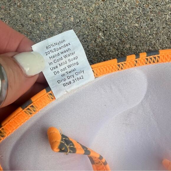 Vintage Y2K True Crush Orange Tiger Stripe Triangle Pushup Bikini Small/Medium - Picture 6 of 6